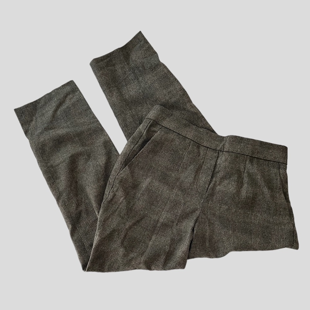 aritzia babaton atelier wool grey plaid pant low rise
low waisted straight leg